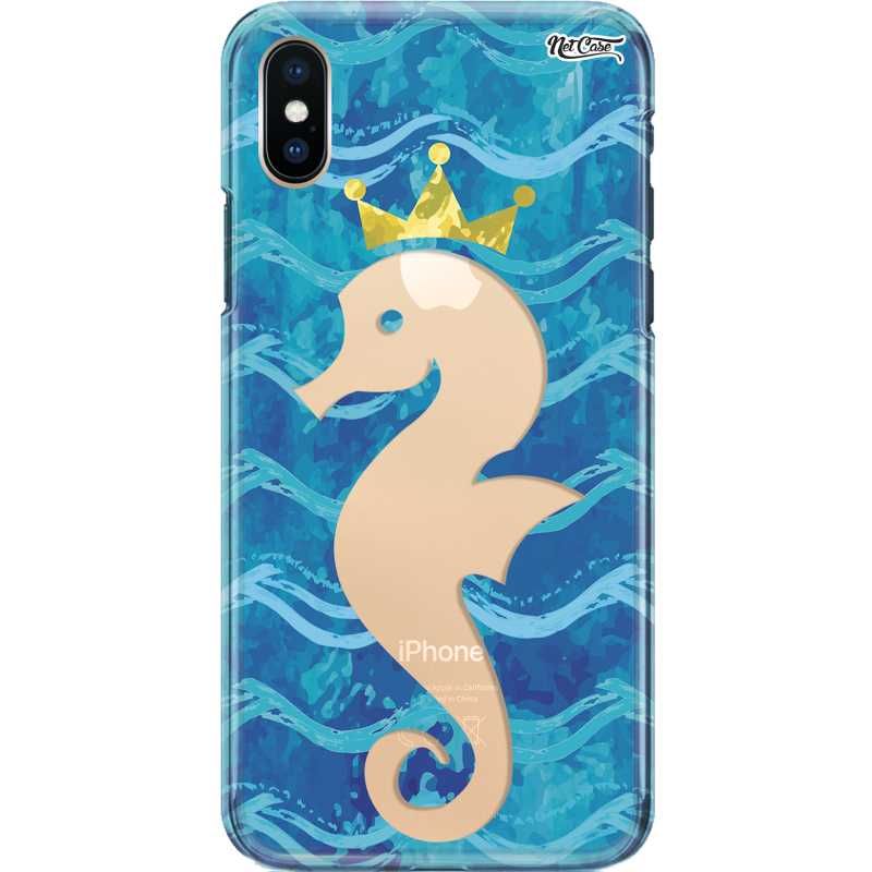 Capa Silicone NetCase Transparente Cavalo Marinho Coroa