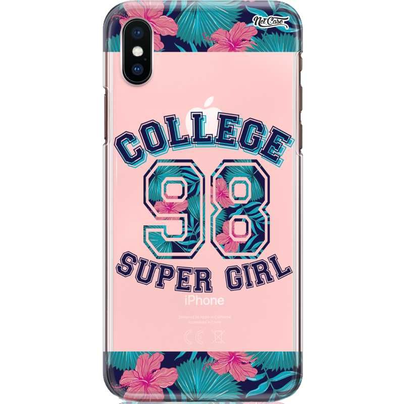 Capa Silicone NetCase Transparente Flores College 98 Super Girl