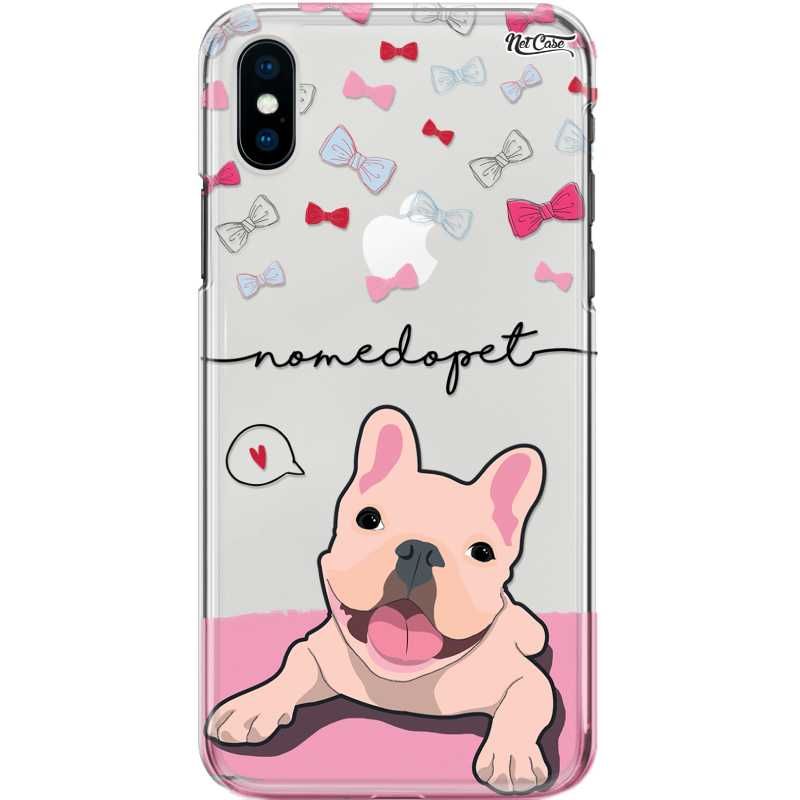 Capa Silicone NetCase Transparente Nome Bulldog Francês Creme