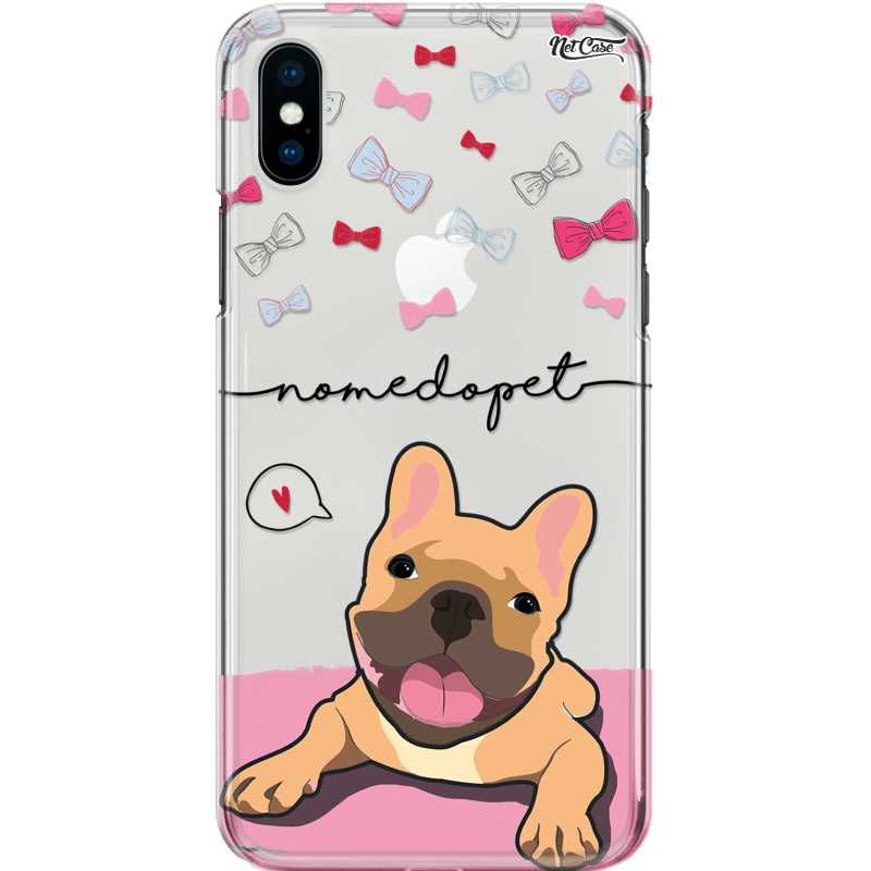 Capa Silicone NetCase Transparente Nome Bulldog Francês Canela