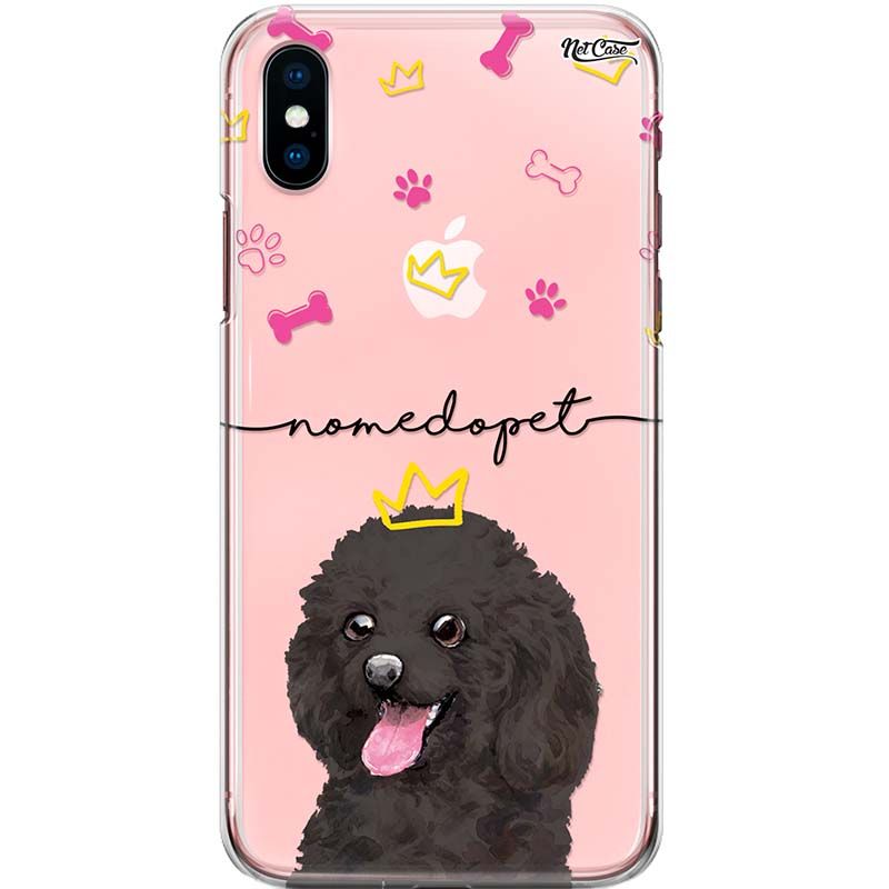 Capa Silicone NetCase Transparente Nome Poodle Preto