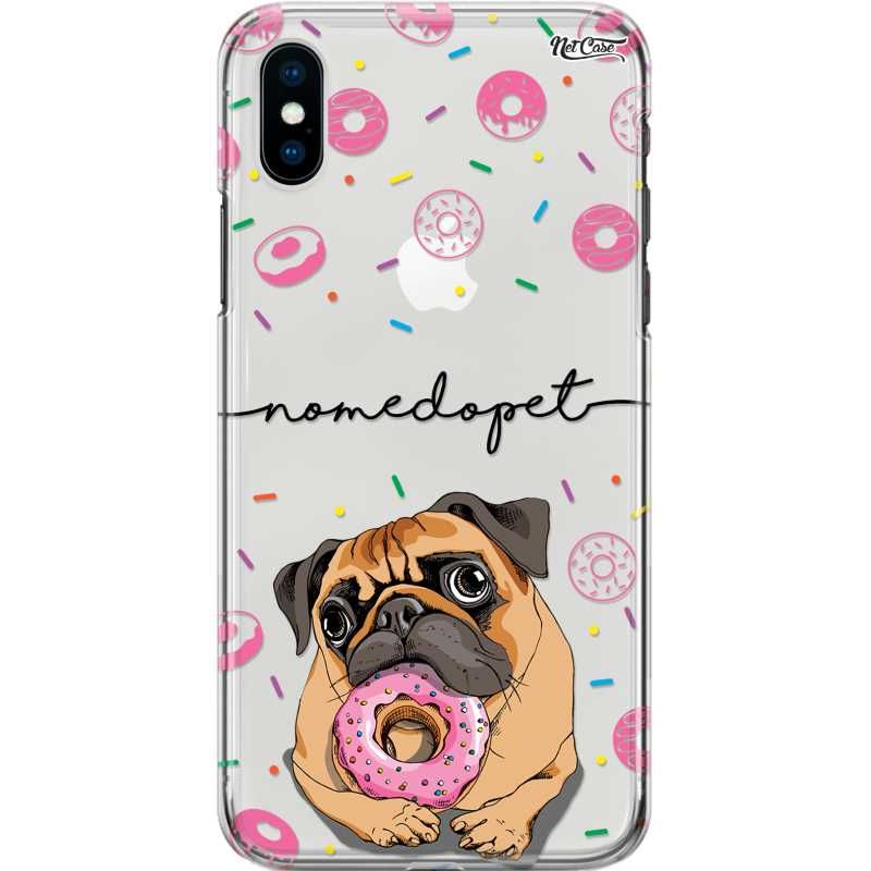 Capa Silicone NetCase Transparente Nome Pug Canela Donuts