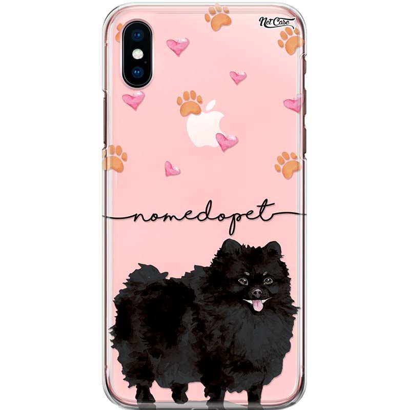 Capa Silicone NetCase Transparente Nome Lulu da Pomerânia Preto