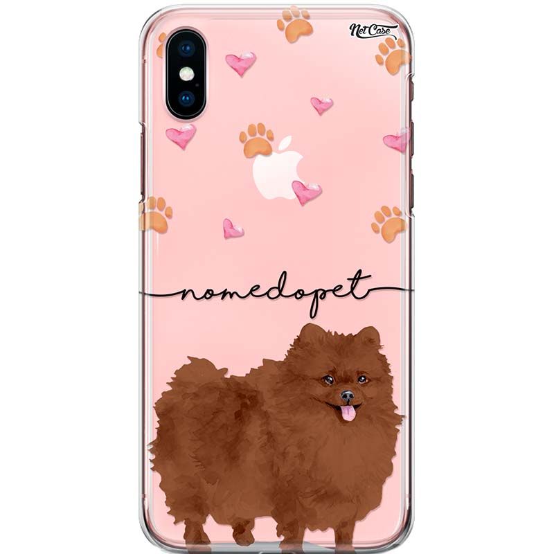 Capa Silicone NetCase Transparente Nome Lulu da Pomerânia Marrom