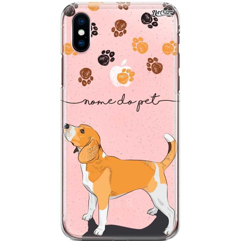 Capa Silicone NetCase Transparente Nome Pet Beagle Canela e Branco