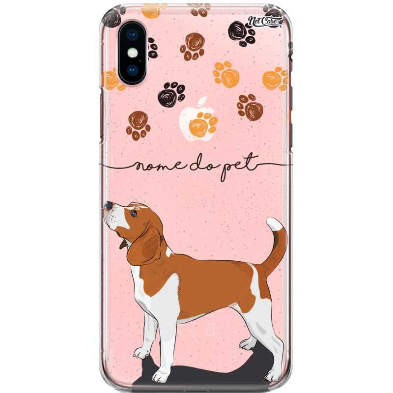 Capa Silicone NetCase Transparente Nome Pet Beagle Vermelho e Branco