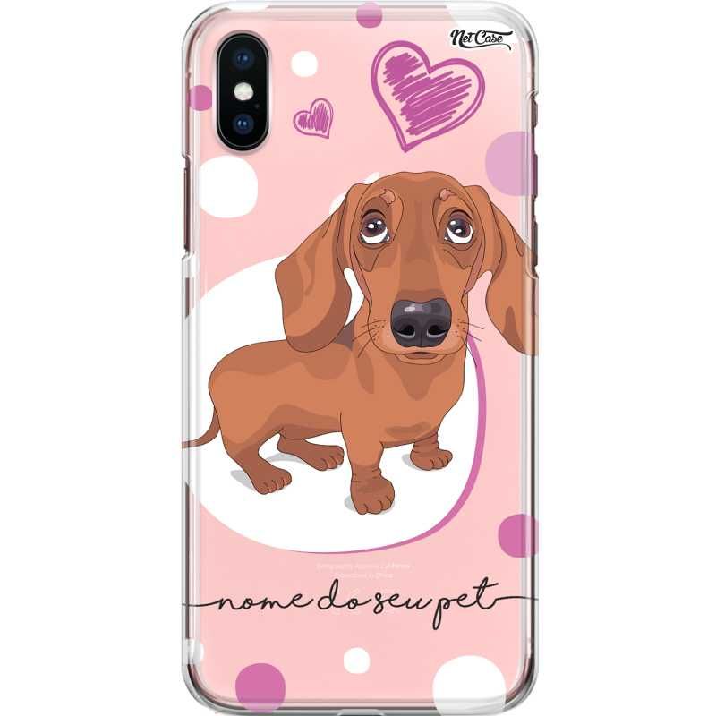 Capa Silicone NetCase Transparente Nome Dachshund Marrom e Bege