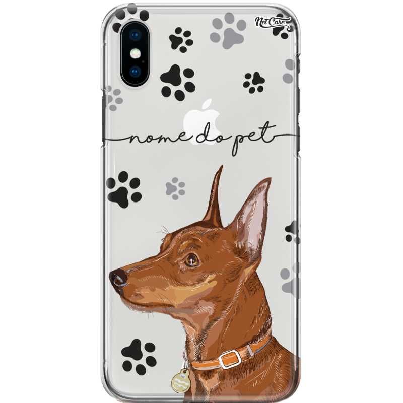 Capa Silicone NetCase Transparente Nome Pinscher Marrom