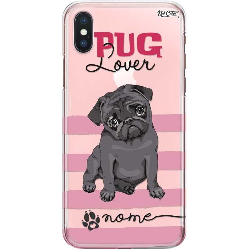 Capa Silicone NetCase Transparente Nome Black Pug Lover