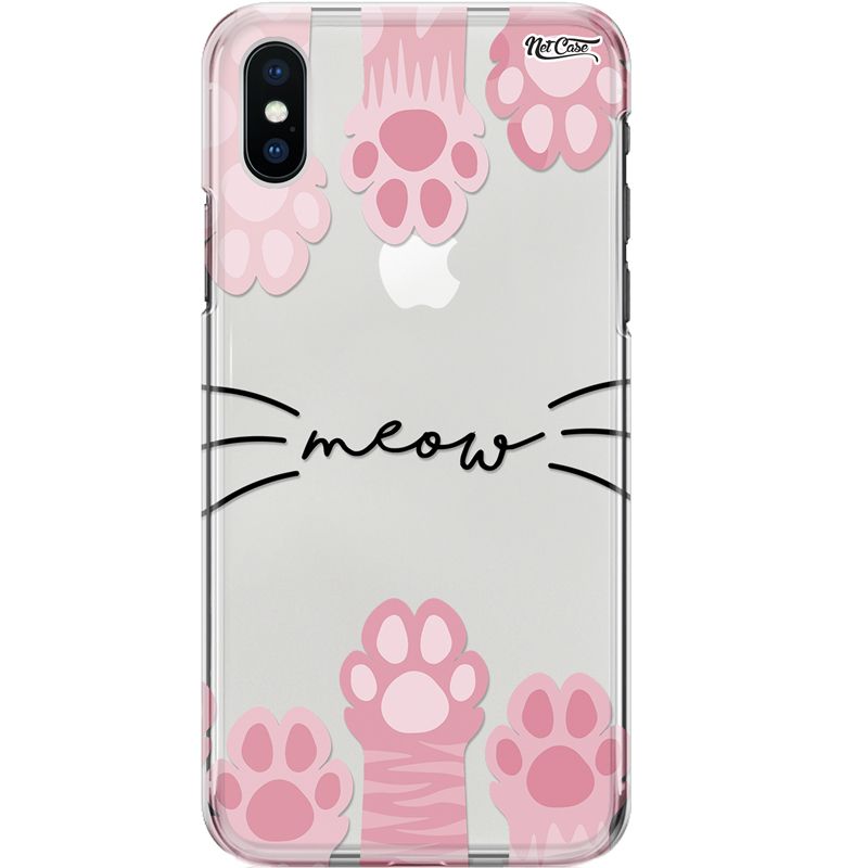 Capa Silicone NetCase Transparente Pink Paw Meow