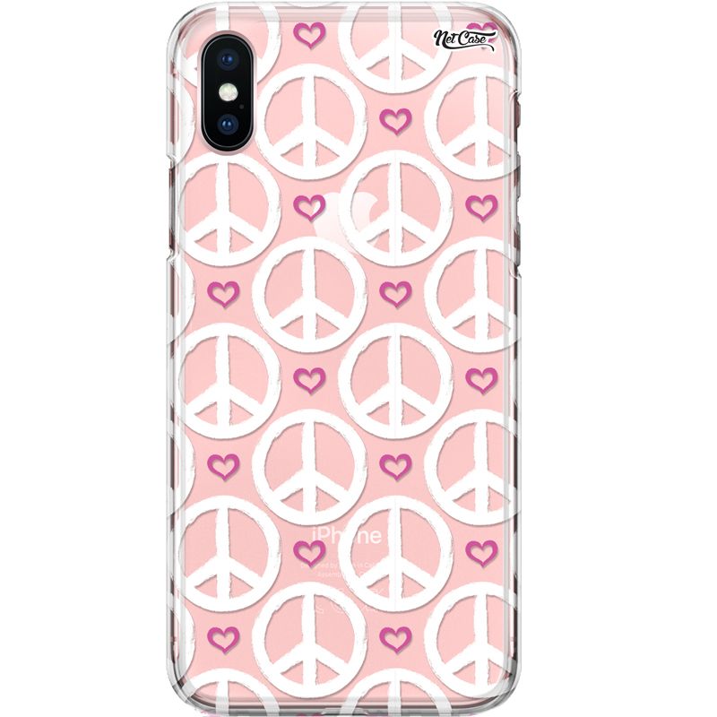 Capa Silicone NetCase Transparente White Peace Symbols