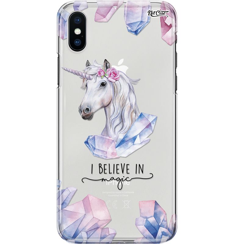 Capa Silicone NetCase Transparente Unicorn: I Believe in Magic