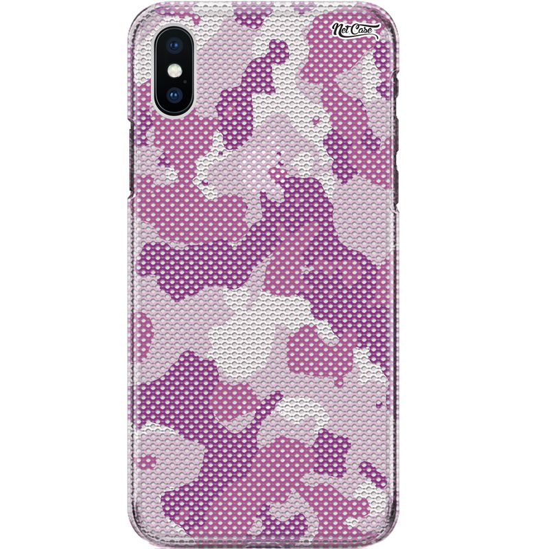 Capa Silicone NetCase Chapada Camuflada Rosa 3D Furadinha