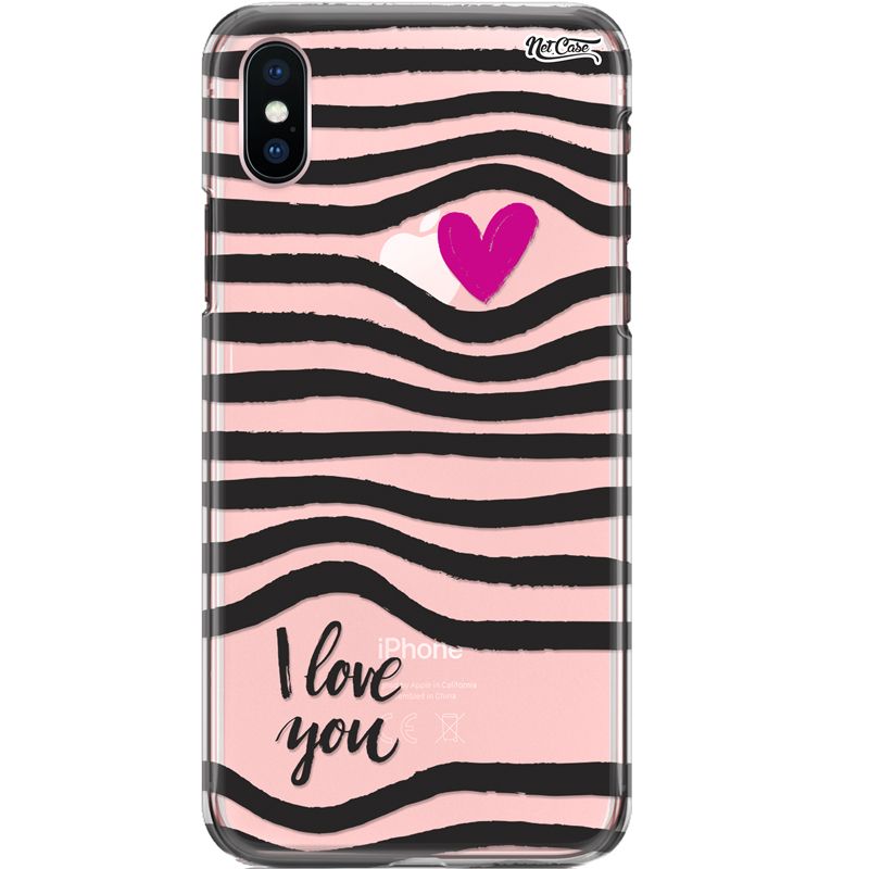 Capa Silicone NetCase Transparente Coração I Love You