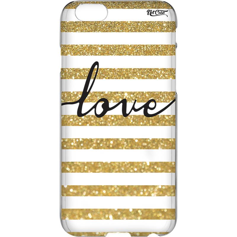 Capa Silicone NetCase Vazada Love Faixas: Glitter Effect