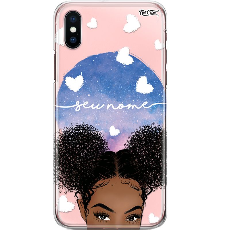 Capa Silicone NetCase Transparente Nome Black Girl with Hearts