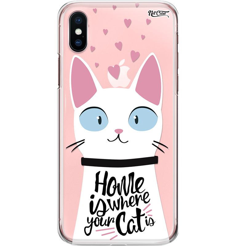 Capa Silicone NetCase Transparente Home is Where Your Cat Is