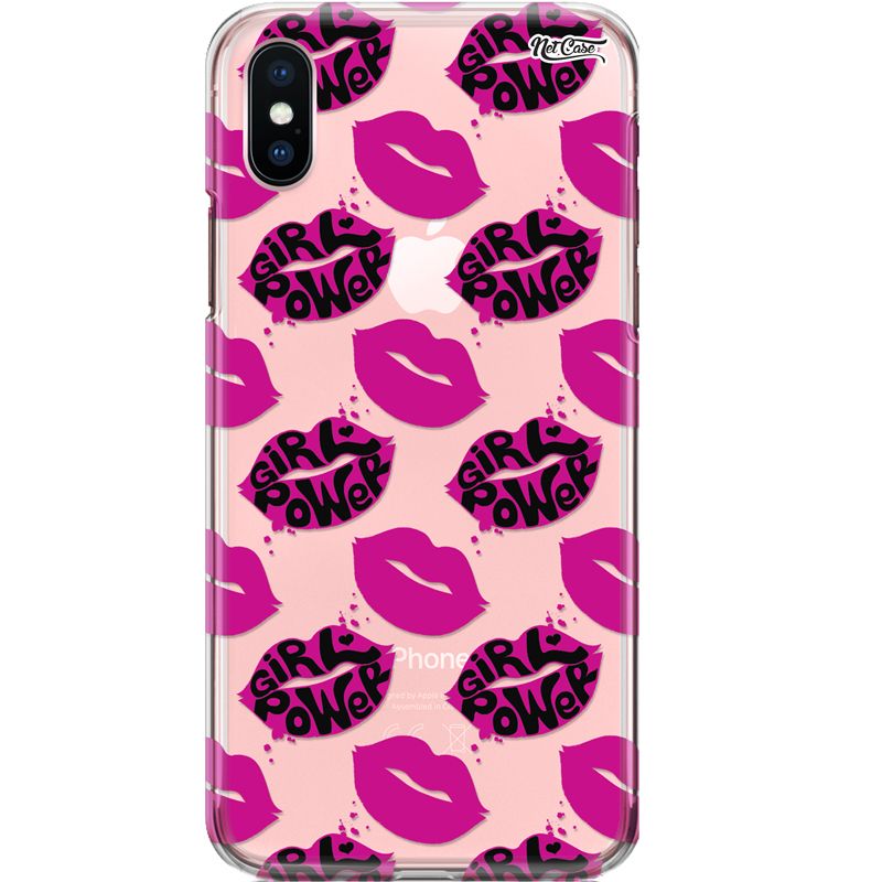 Capa Silicone NetCase Transparente Lipstick Girl Power