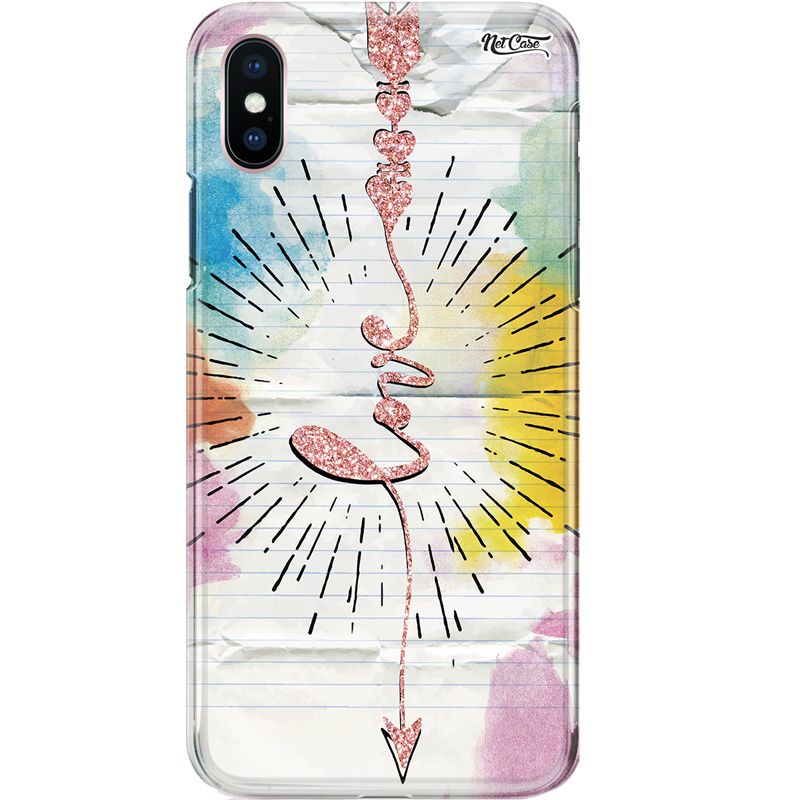 Capa Silicone NetCase Chapada Aquarela Love Efeito Glitter