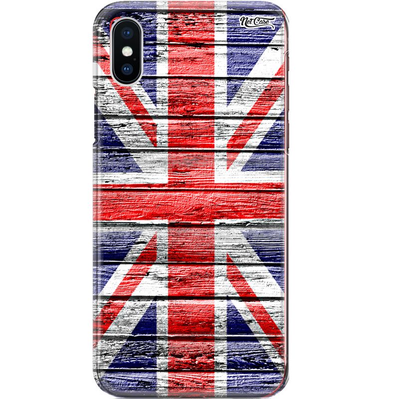 Capa Silicone NetCase Chapada Madeira 3D Bandeira Grã Bretanha