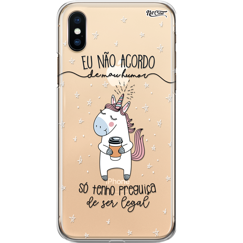 Capa Silicone NetCase Transparente Eu Não Acordo de Mau Humor...