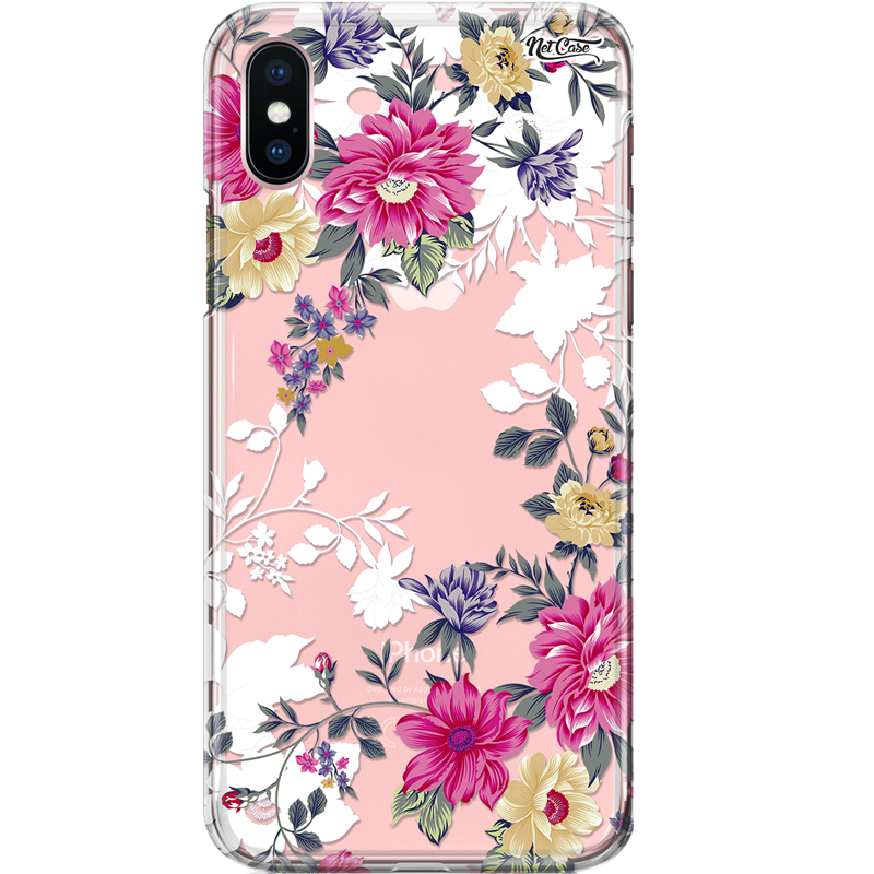 Capa Silicone NetCase Transparente Flores Coloridas de Primavera