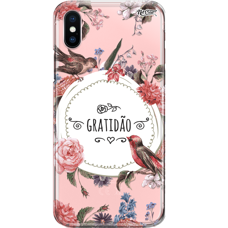 Capa Silicone NetCase Transparente Canários Gratidão