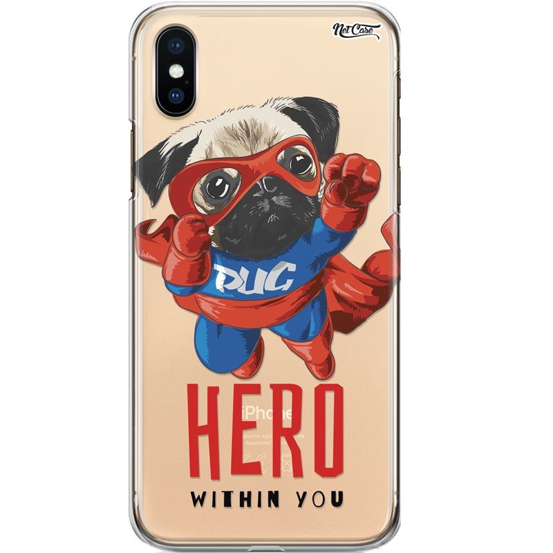 Capa Silicone NetCase Transparente Pug: Hero Within You