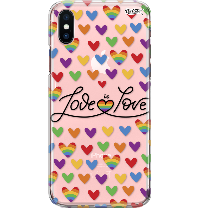 Capa Silicone NetCase Transparente Coraçõezinhos Love is Love