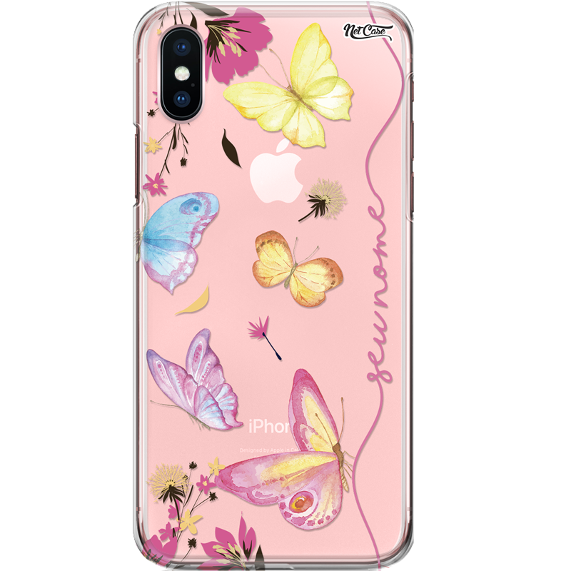 Capa Silicone NetCase Transparente Nome Borboletas