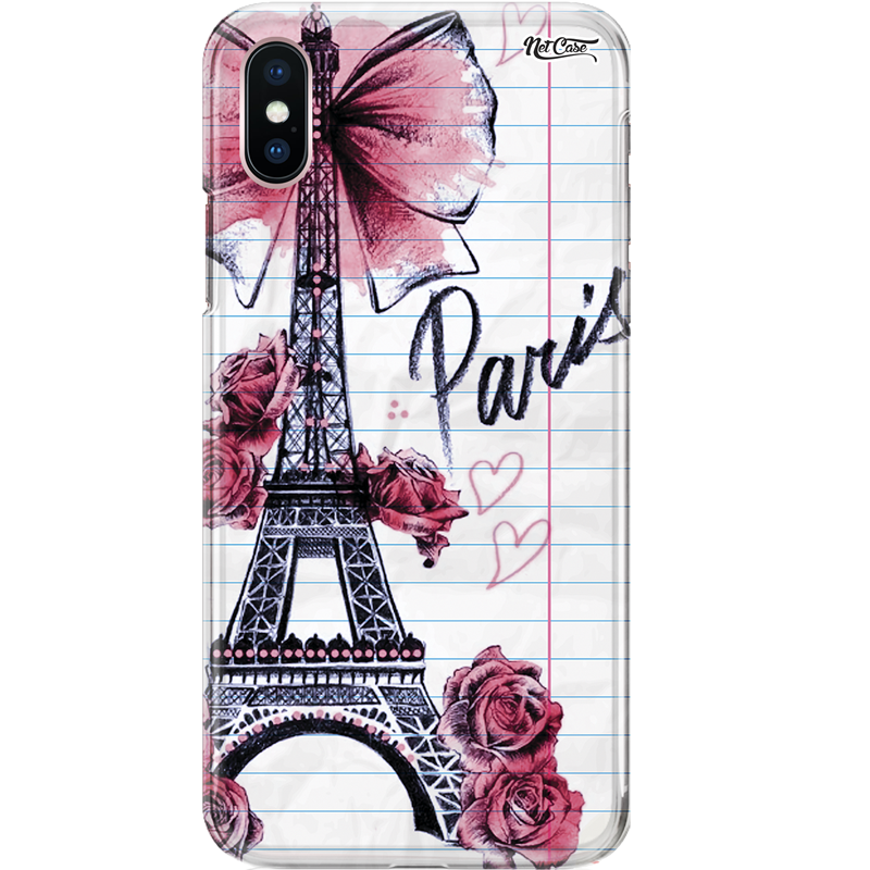 Capa Silicone NetCase Chapada Torre Eiffel-Paris: Rosas Vermelhas