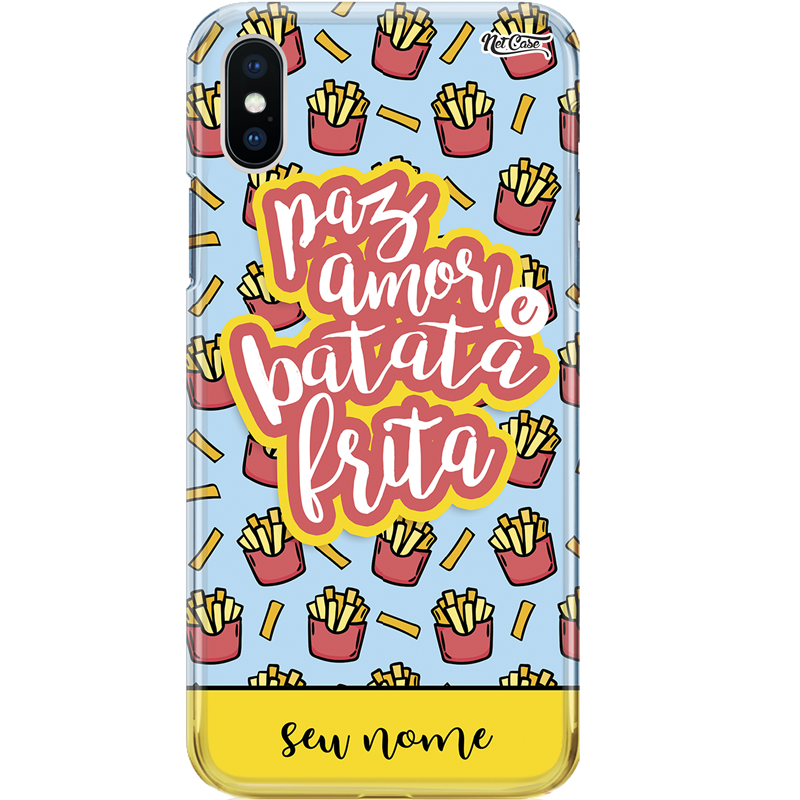 Capa Silicone NetCase Chapada Nome Paz, Amor e Batata Frita