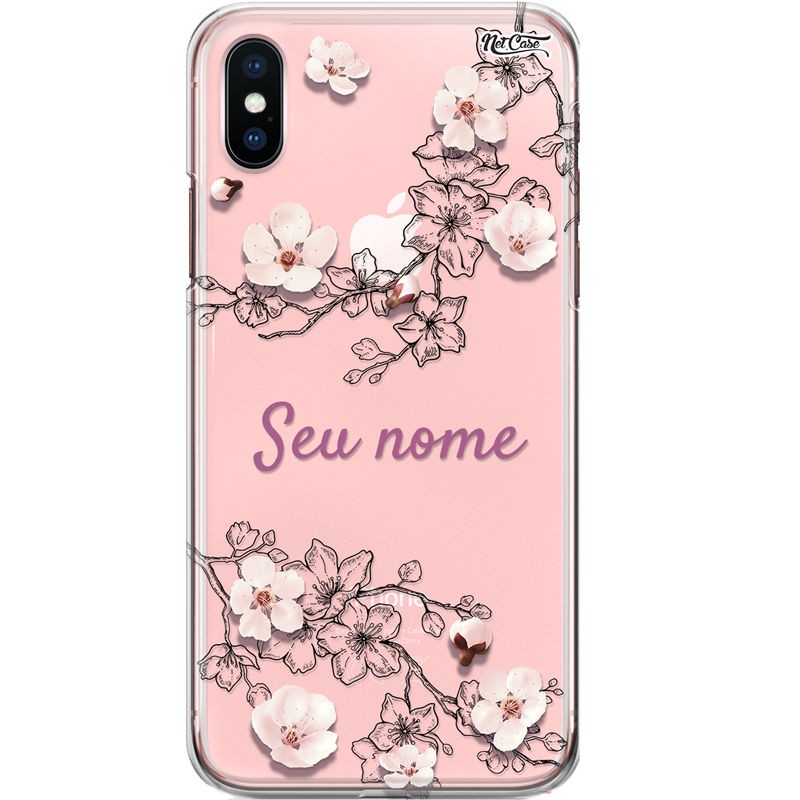 Capa Silicone NetCase Transparente Nome Lírios Brancos