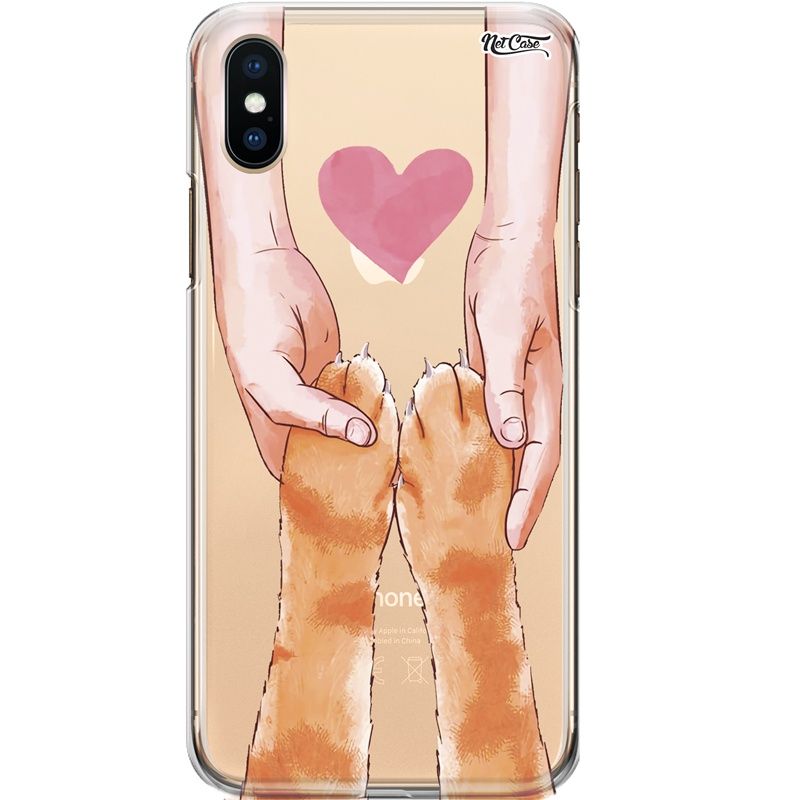 Capa Silicone NetCase Transparente Heart Cat