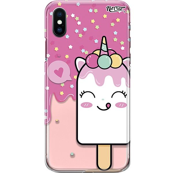 Capa Silicone NetCase Transparente Unicorn Ice Cream