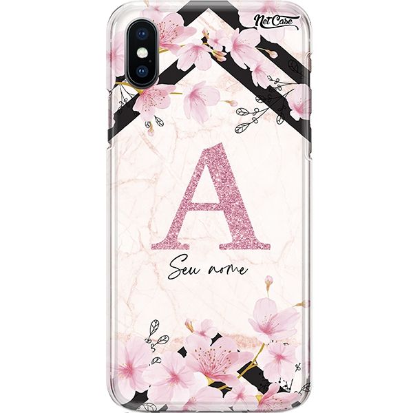 Capa Silicone NetCase Chapada Nome Marble Effect: Lírios Rosa