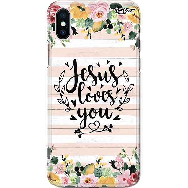 Capa Silicone NetCase Chapada Floral Listras Jesus Loves You