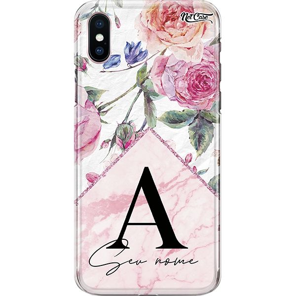 Capa Silicone NetCase Chapada Nome Watercolor Marble Roses