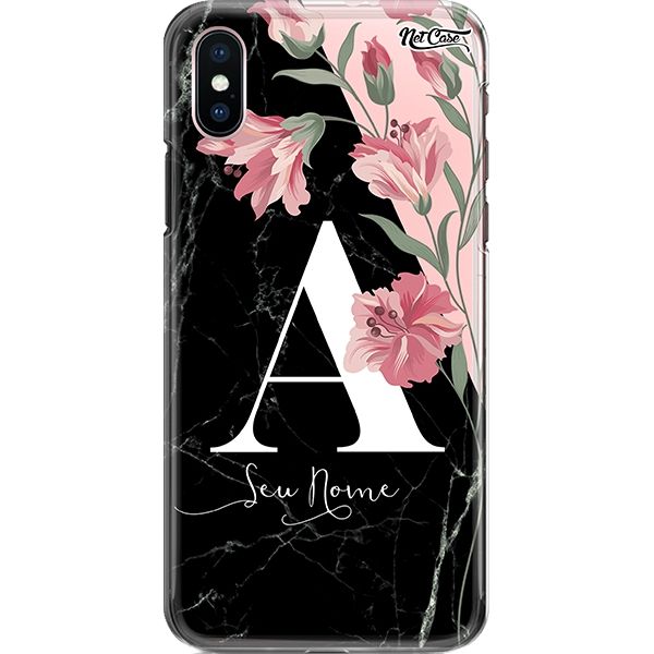 Capa Silicone NetCase Chapada Nome Black Marble with Lilies