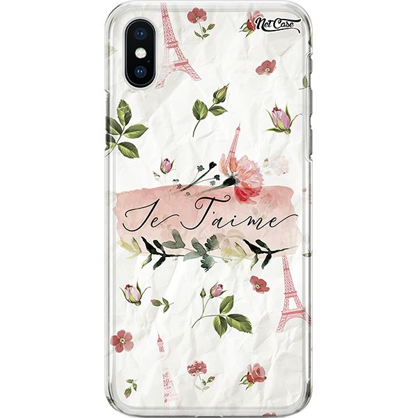 Capa Silicone NetCase Chapada Torre Eiffel Florzinhas Je T'aime