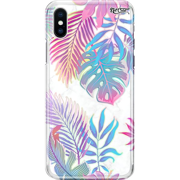 Capa Silicone NetCase Holográfica Blue and Pink Leaves