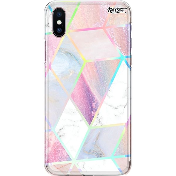 Capa Silicone NetCase Holográfica Web of Multicolored Marble Triangles