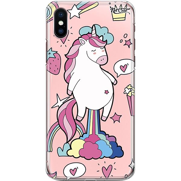 Capa Silicone NetCase Transparente Unicorn Rainbow Clouds