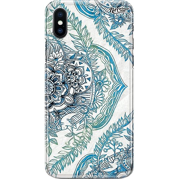 Capa Silicone NetCase Chapada Lace Painting Blue and White Mandala