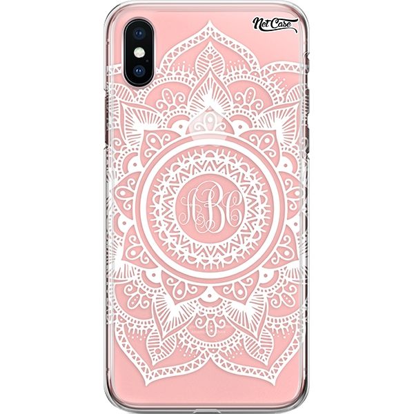 Capa Silicone NetCase Transparente Inicial Nome Lace Mandala