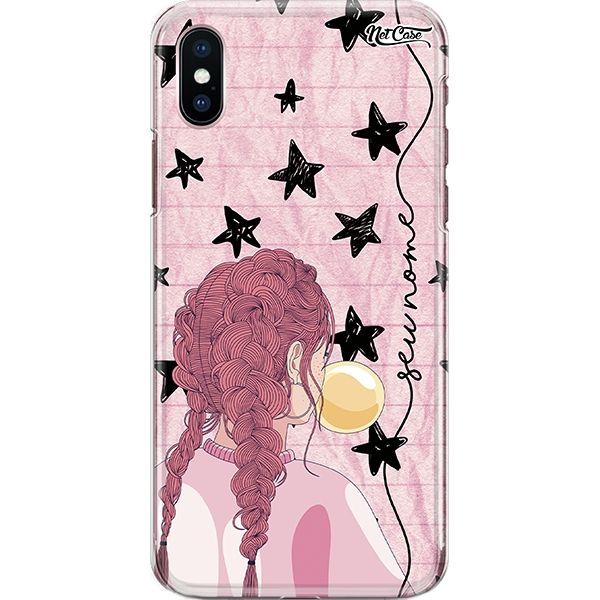 Capa Silicone NetCase Chapada Nome Girl with Pigtails and Stars