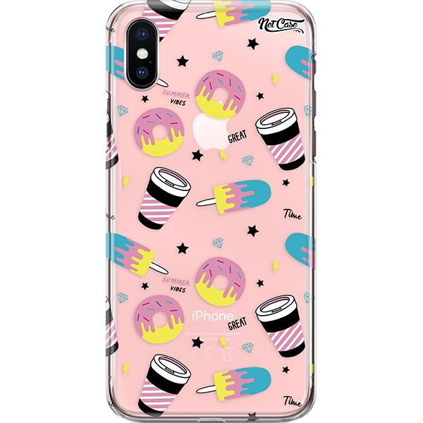 Capa Silicone NetCase Transparente Summer Vibes: Café, Sorvete e Donuts