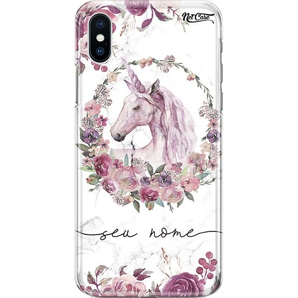 Capa Silicone NetCase Chapada Nome Unicórnio Arco Floral