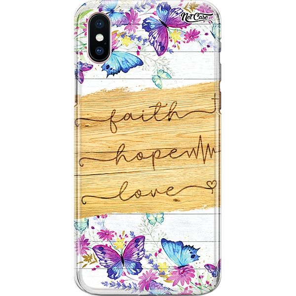 Capa Silicone NetCase Chapada Borboletas: Faith, Hope, Love