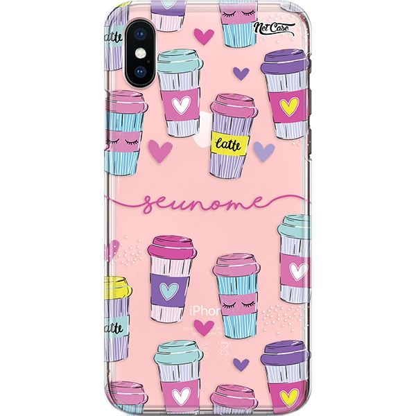 Capa Silicone NetCase Transparente Nome Smile Lattes